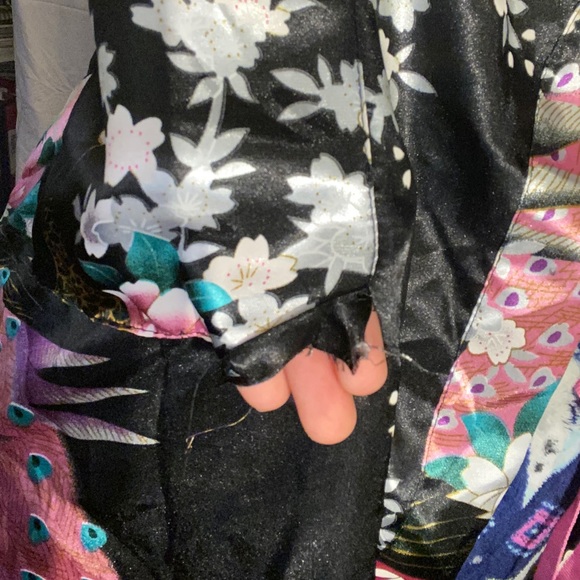 Oriental style night gown sleeping black pink slip - Picture 16 of 16